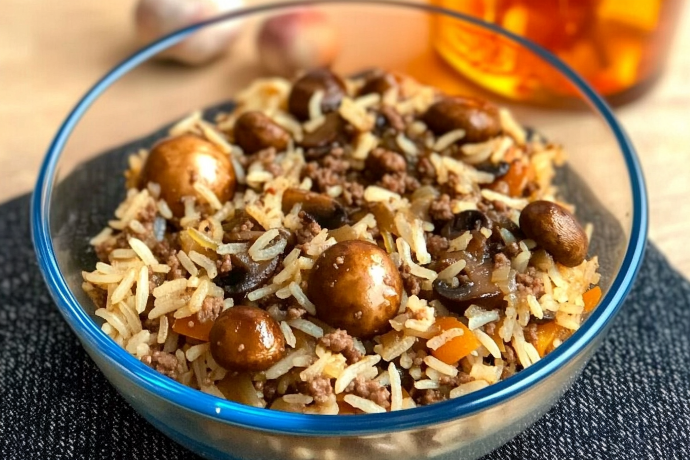 Arroz com Champignons e Carne