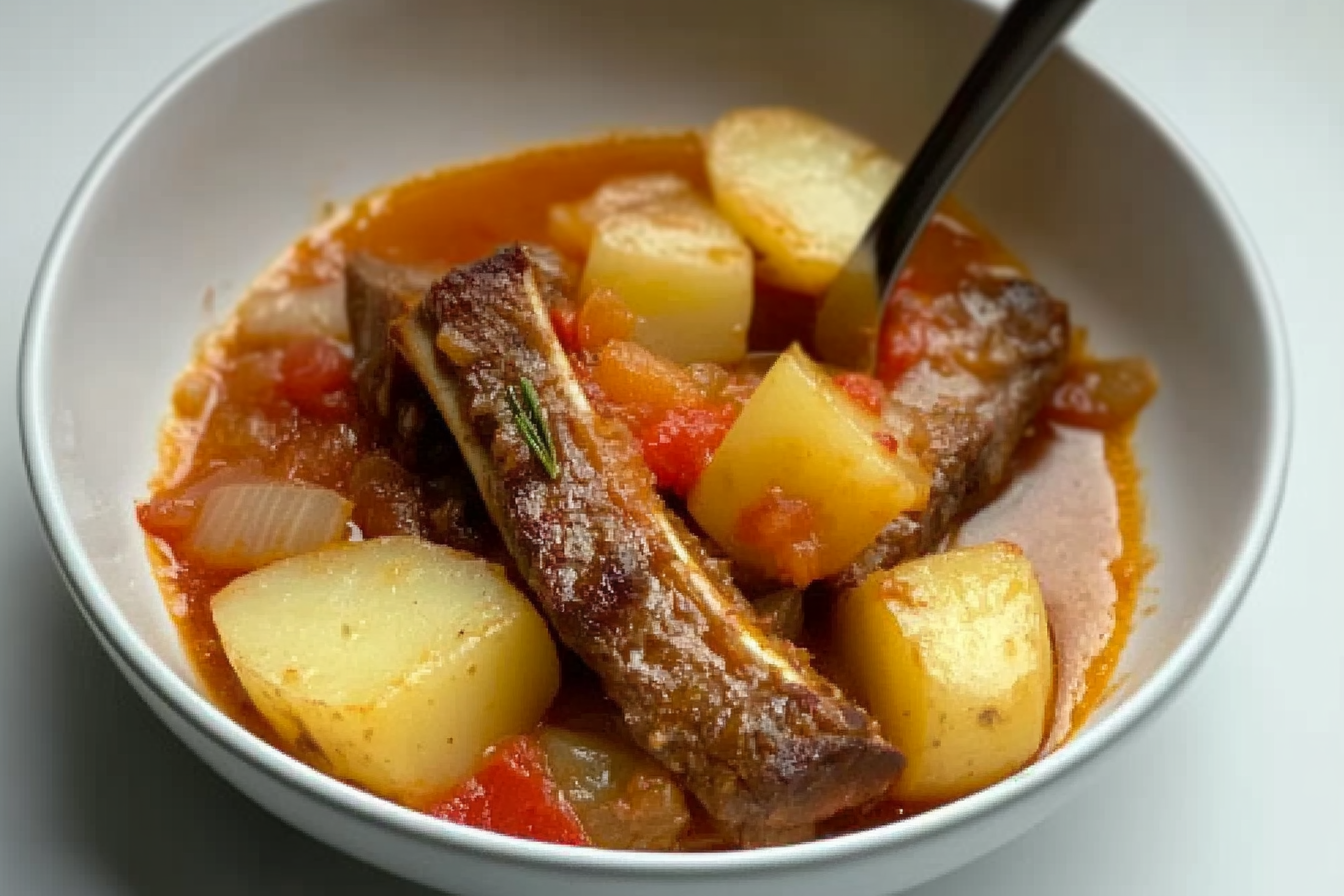 Batatas guisadas com costela