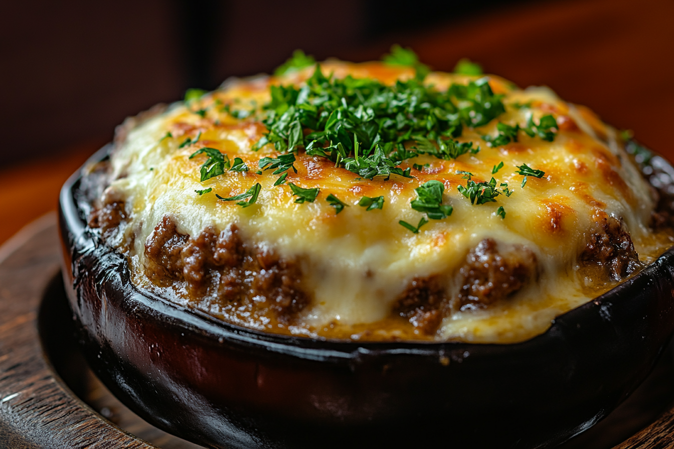 Berinjela Recheada com Carne de Cordeiro