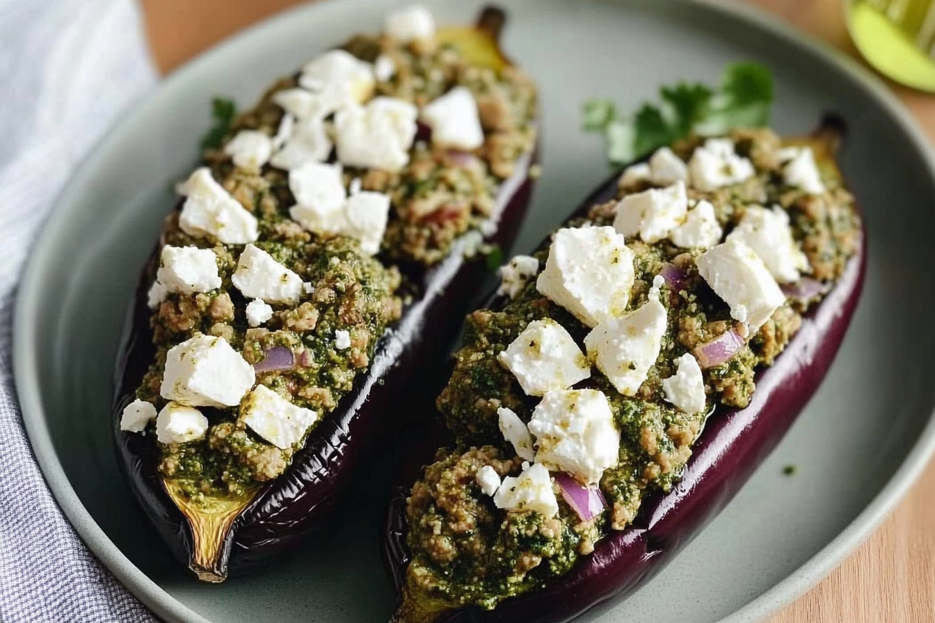 Berinjelas recheadas ao forno