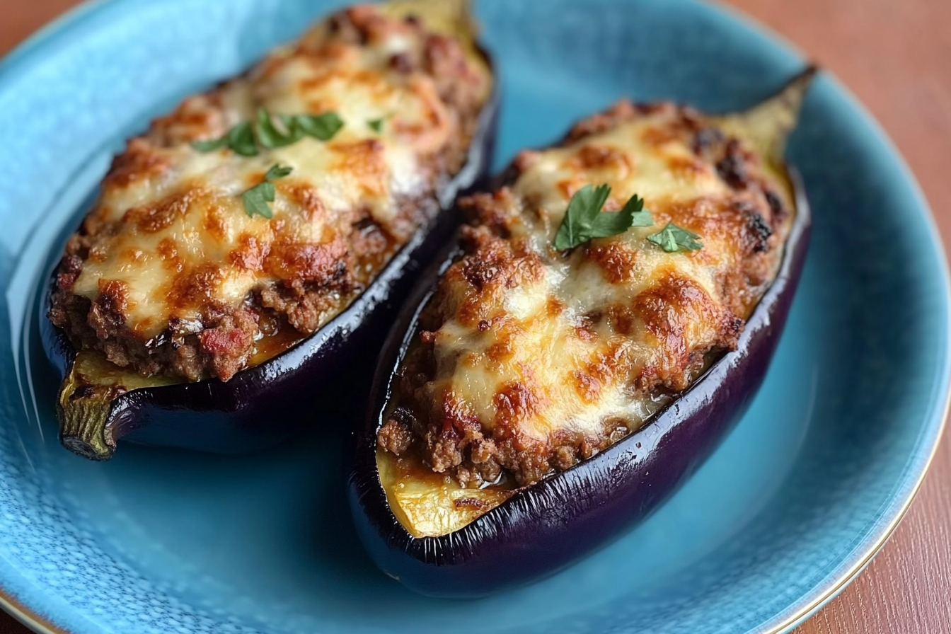 Berinjelas recheadas com carne picada