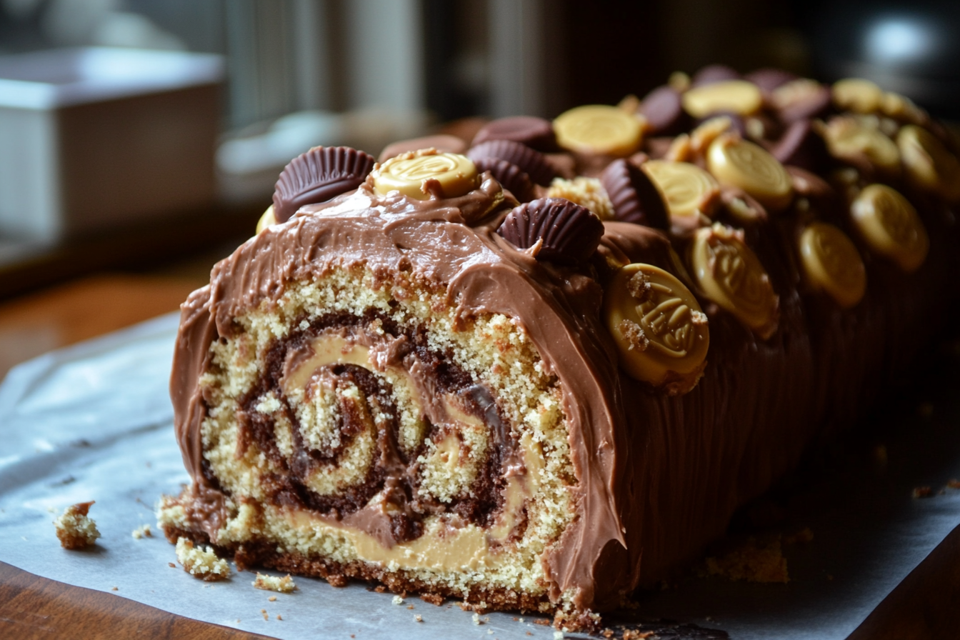 Bolo Roll de Manteiga de Amendoim