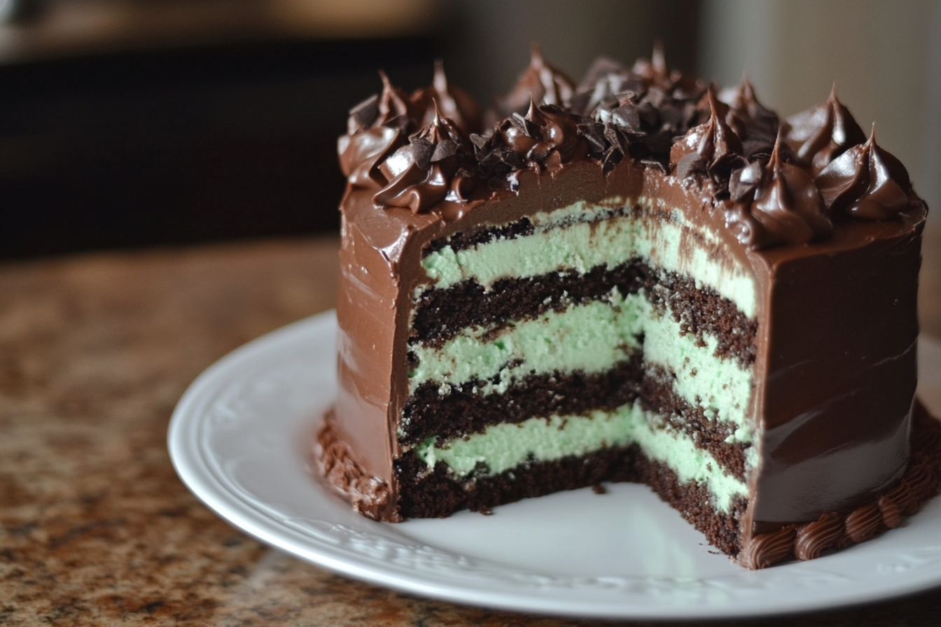 Bolo de Cheesecake de Menta e Chocolate