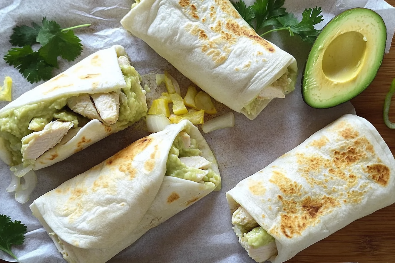 Burritos de pollo e abacate