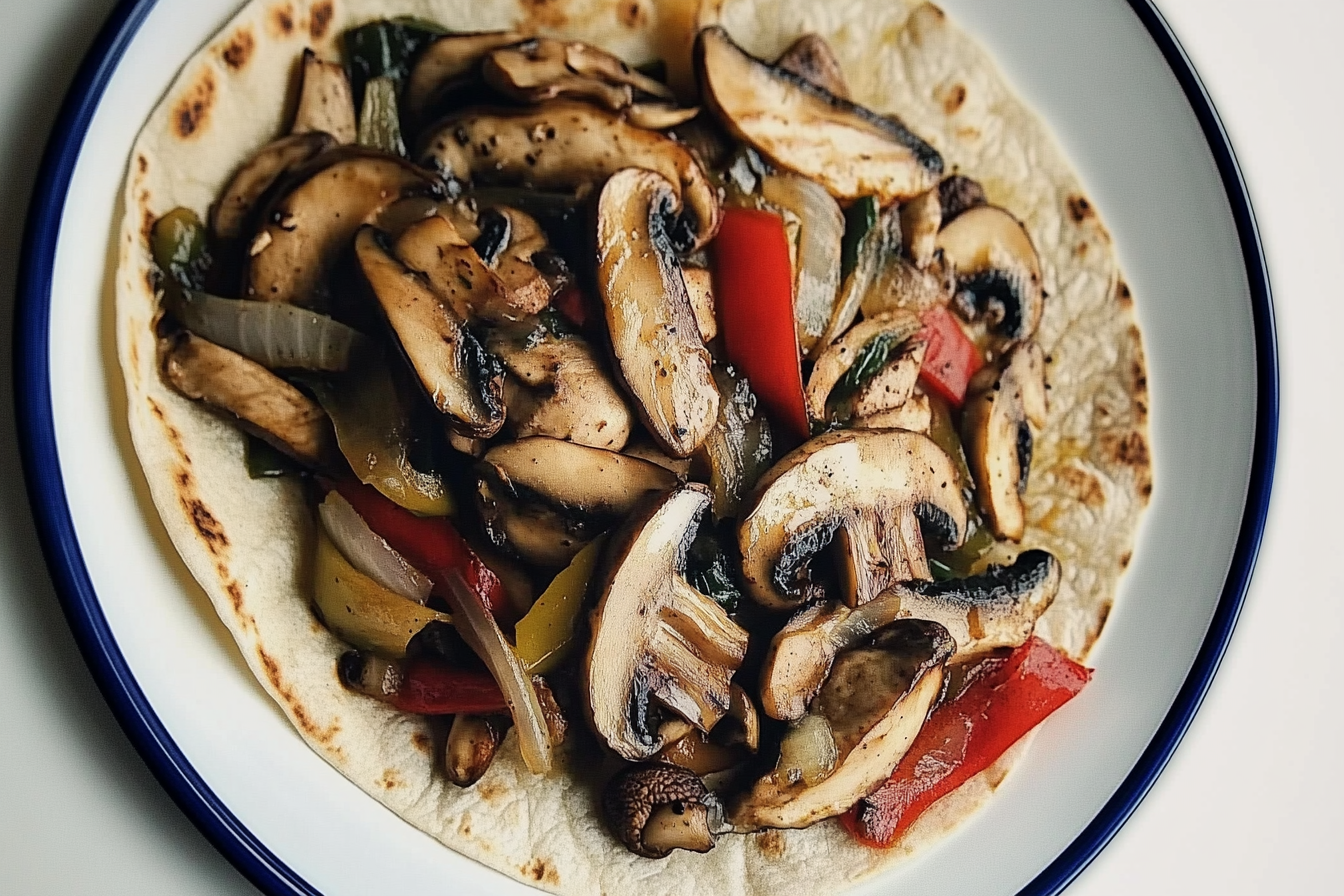 Fajitas de pollo com cogumelos
