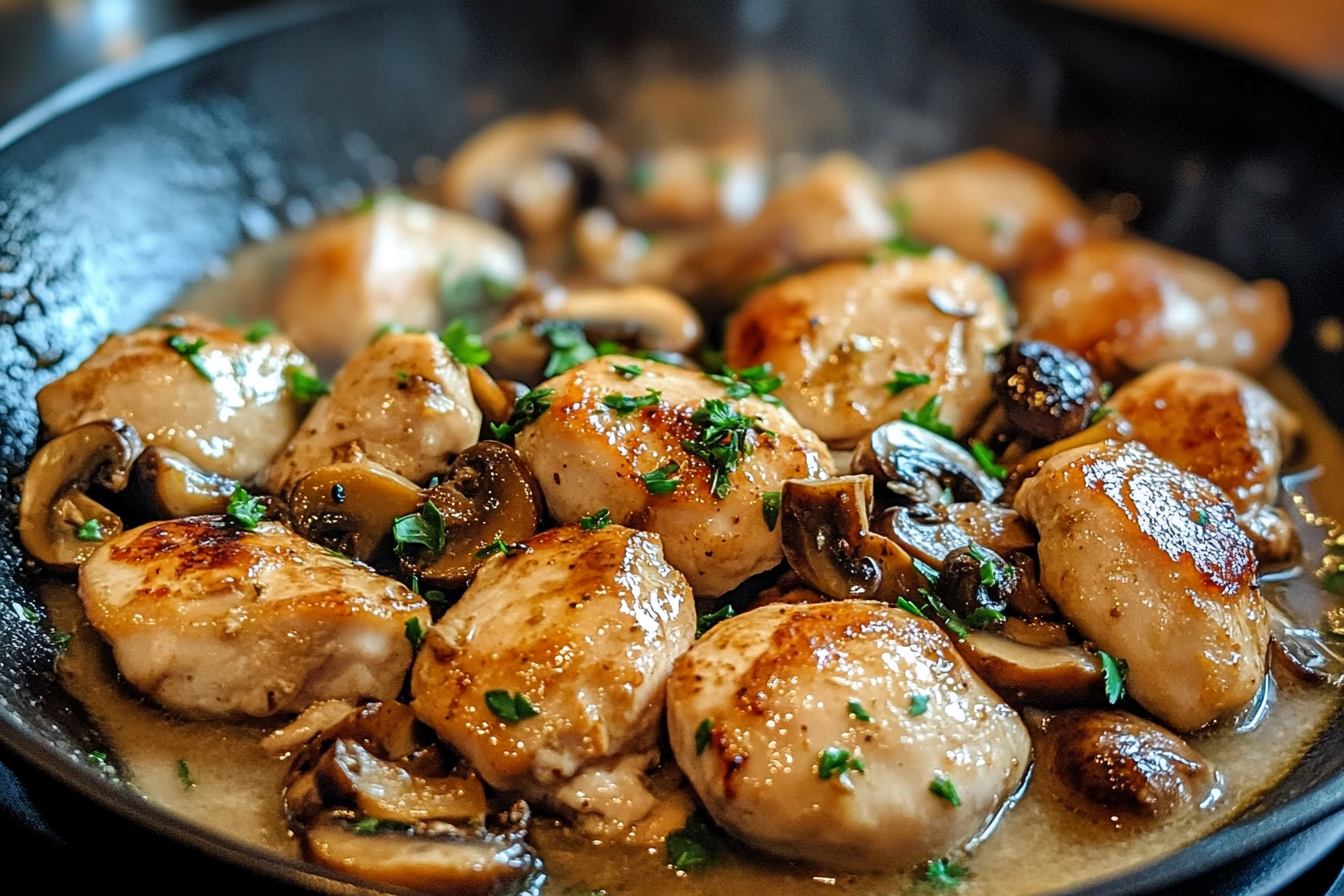 Frango fácil com molho de cogumos