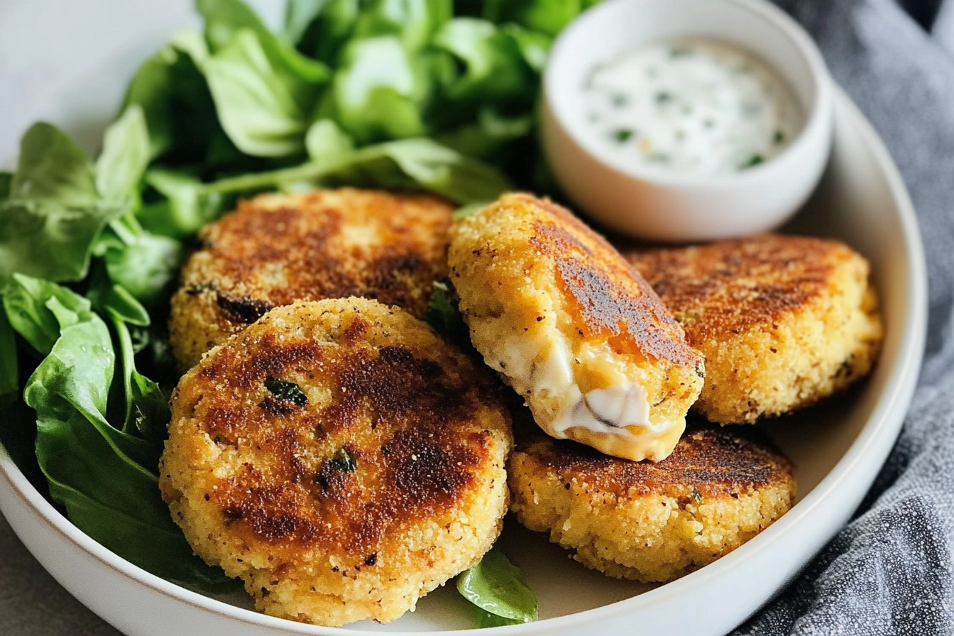 Hamburguesas de coliflor e queijo