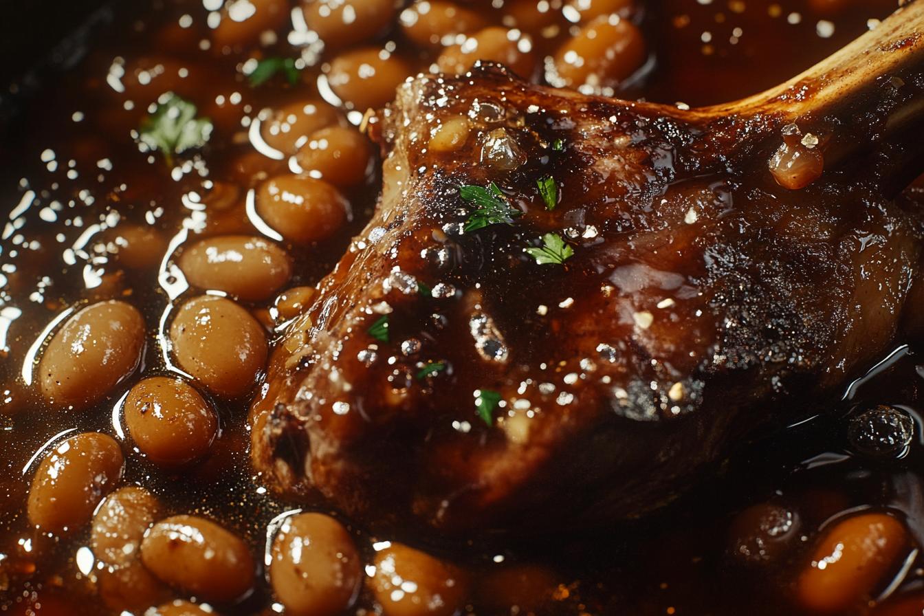 Jarret de cordeiro com feijão