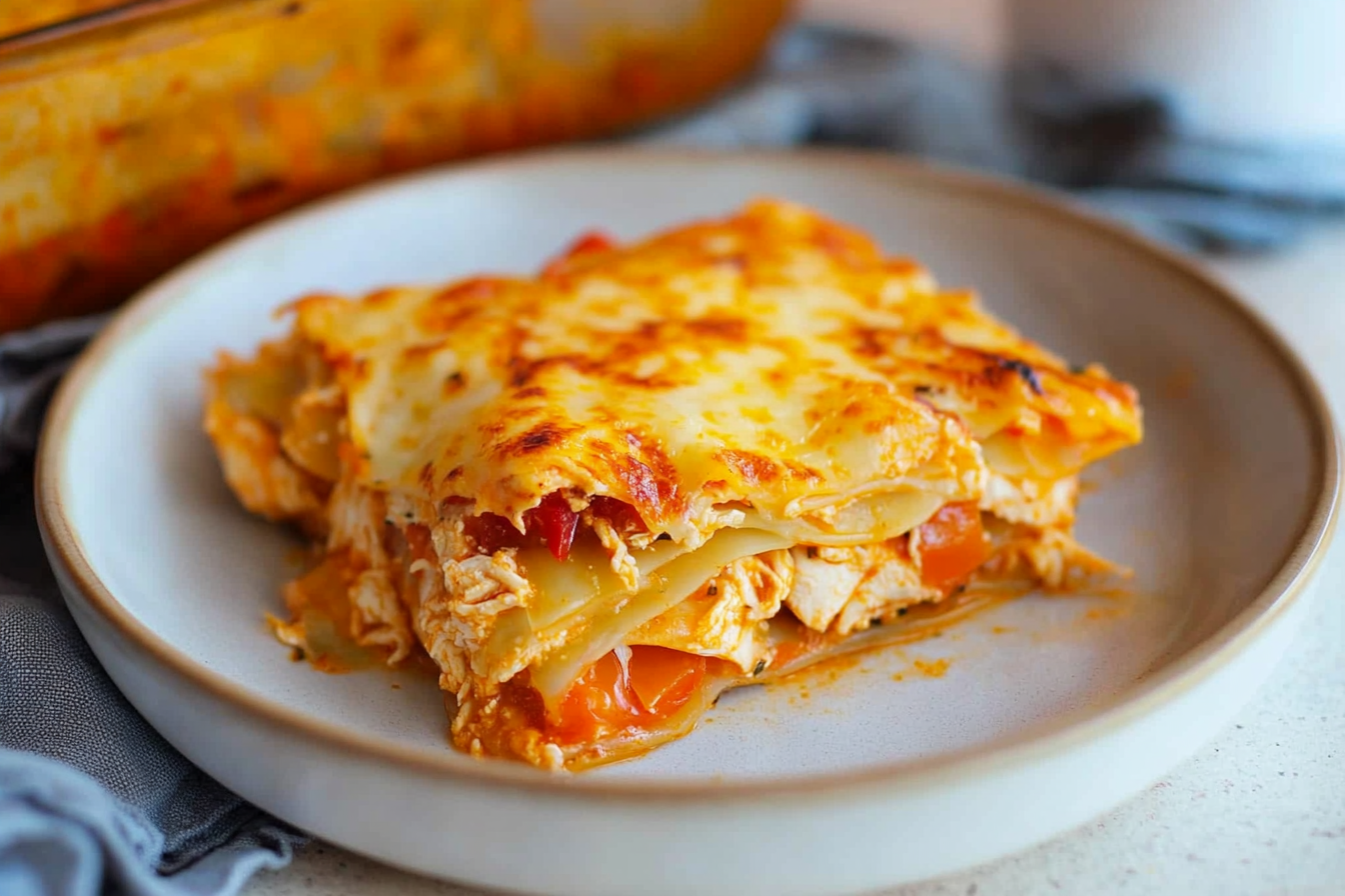 Lasanha de frango com pimentos