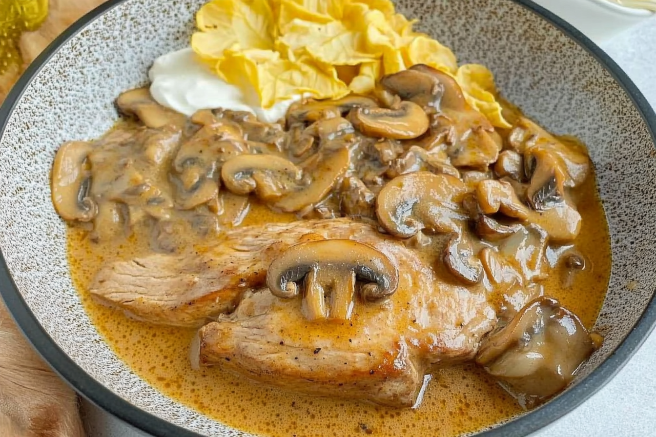 Lombo de Porco com Molho de Cogumelos