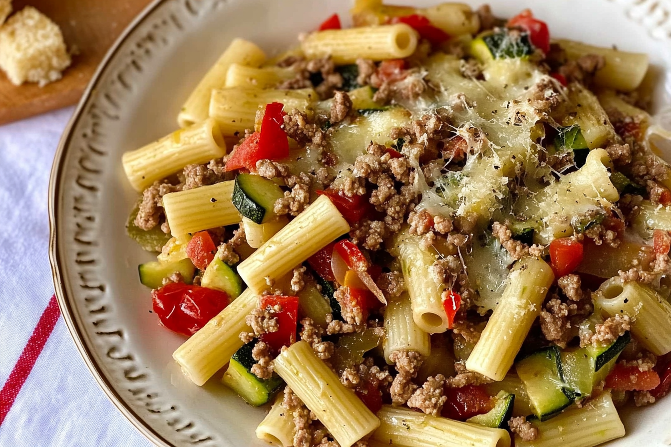 Macarrones con carne y verduras