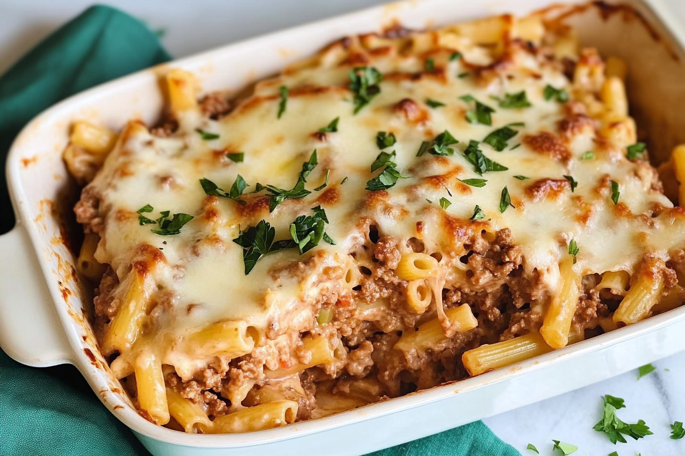 Macarrones cremosos con carne