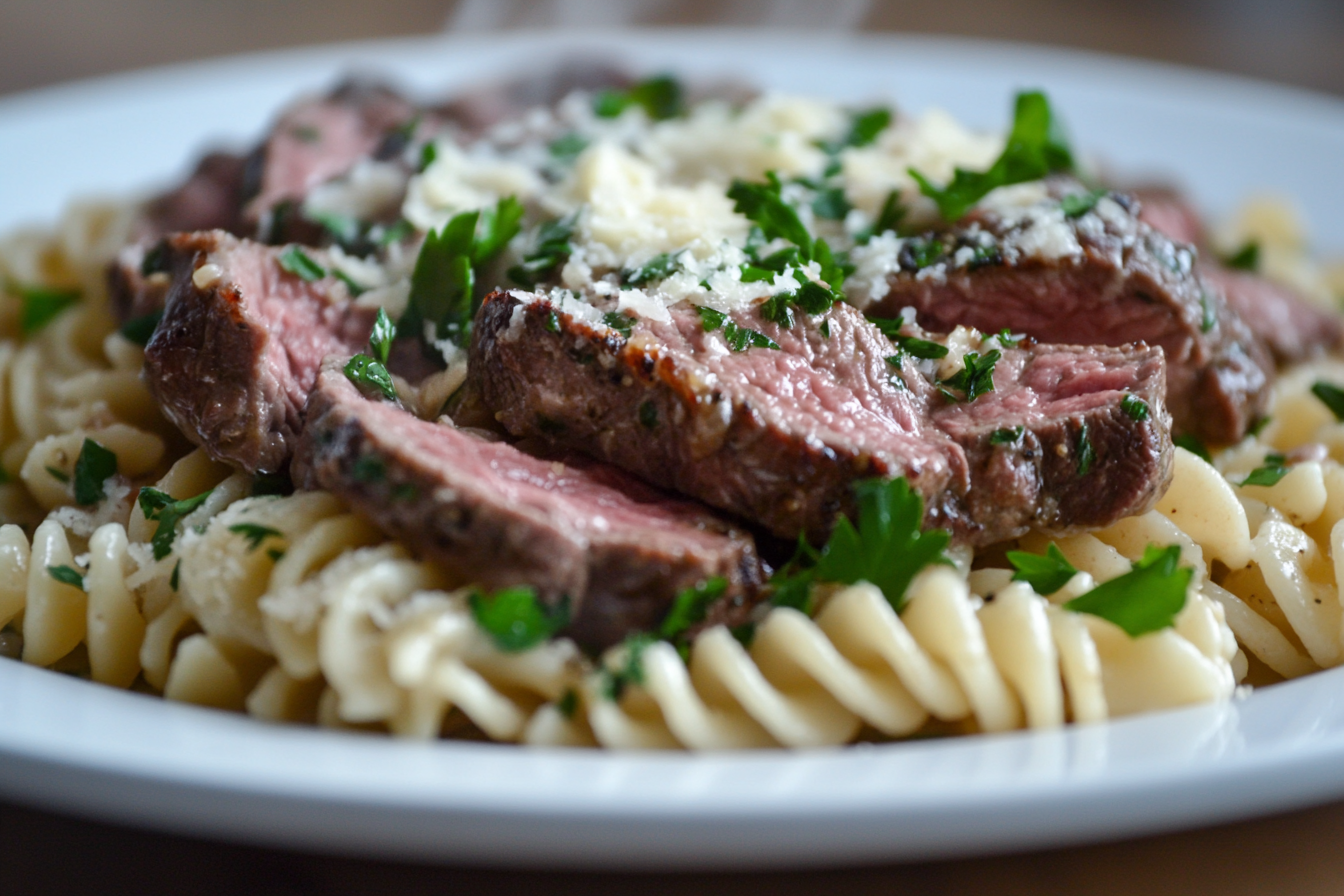 Massa com Carne e Alho