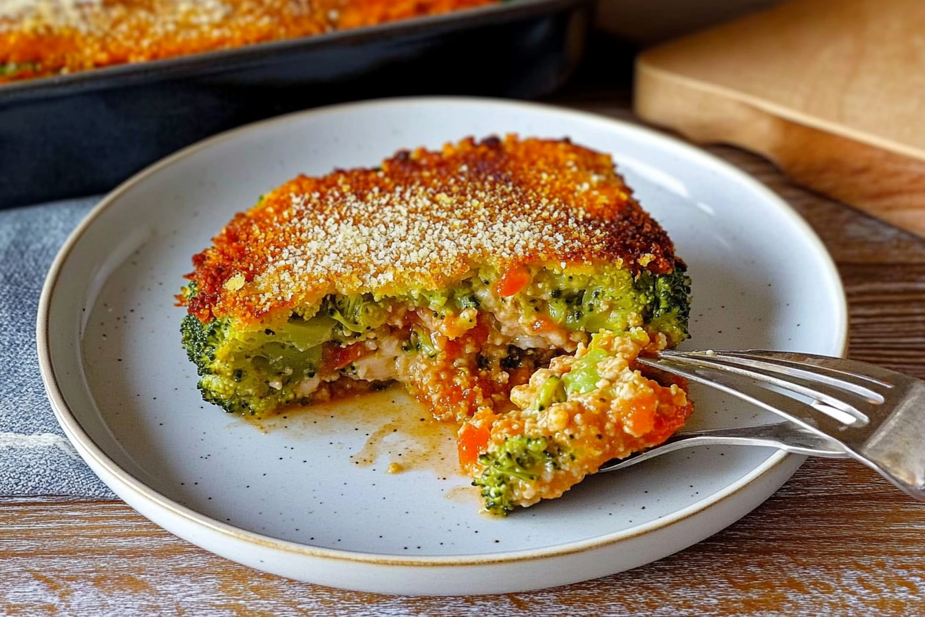 Pastel de brócolis com frango
