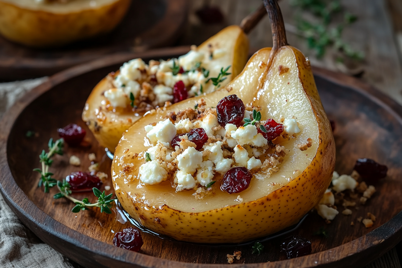 Peras Assadas com Feta e Mel