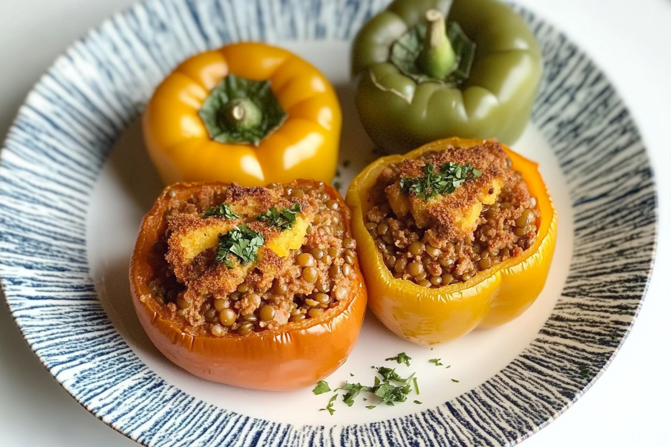 Pimentos recheados com lentilhas