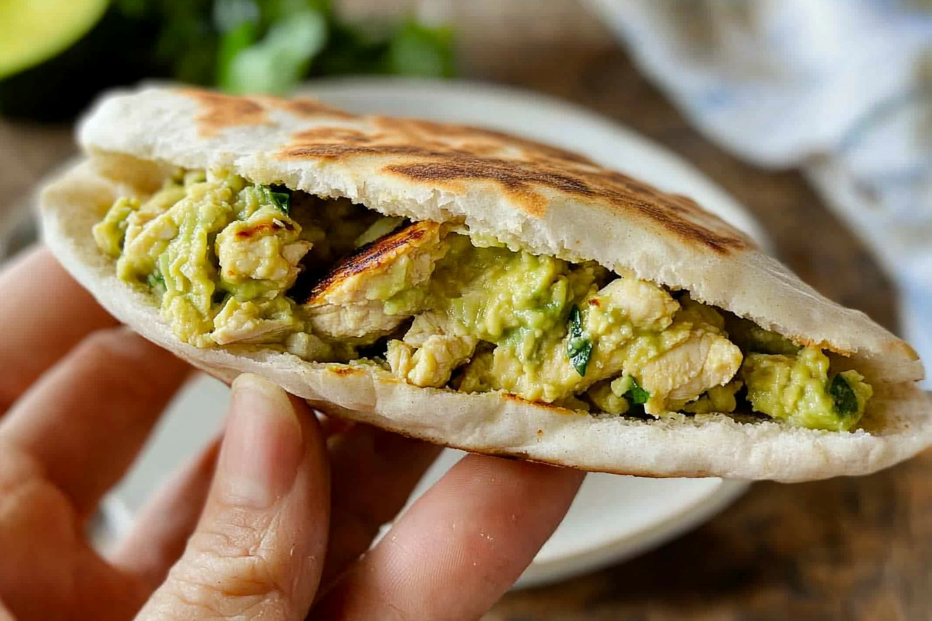Pita recheada com abacate e frango