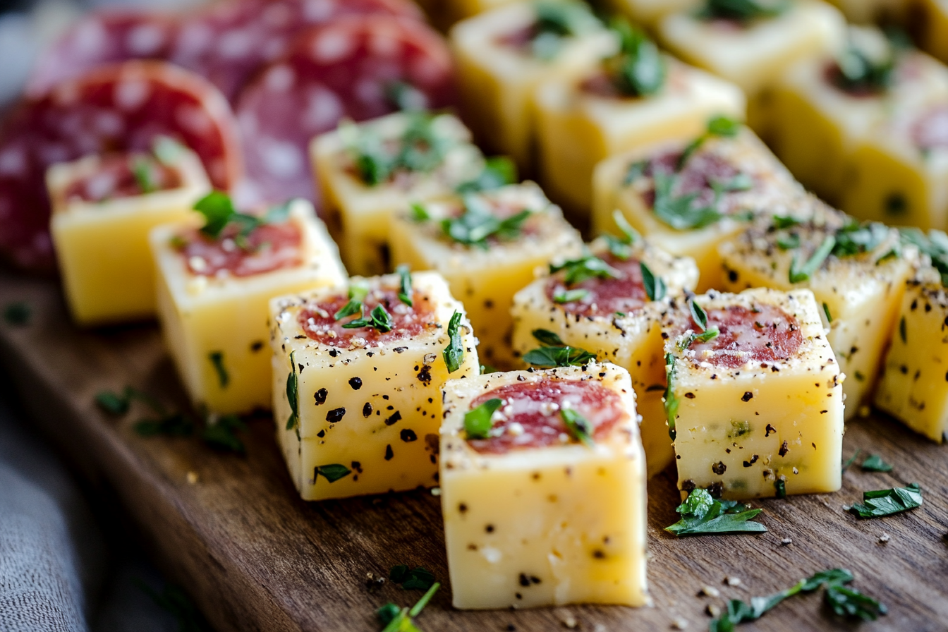 Queijo Marinado com Salame