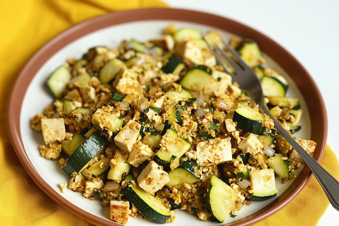 Revuelto de tofu y calabacín