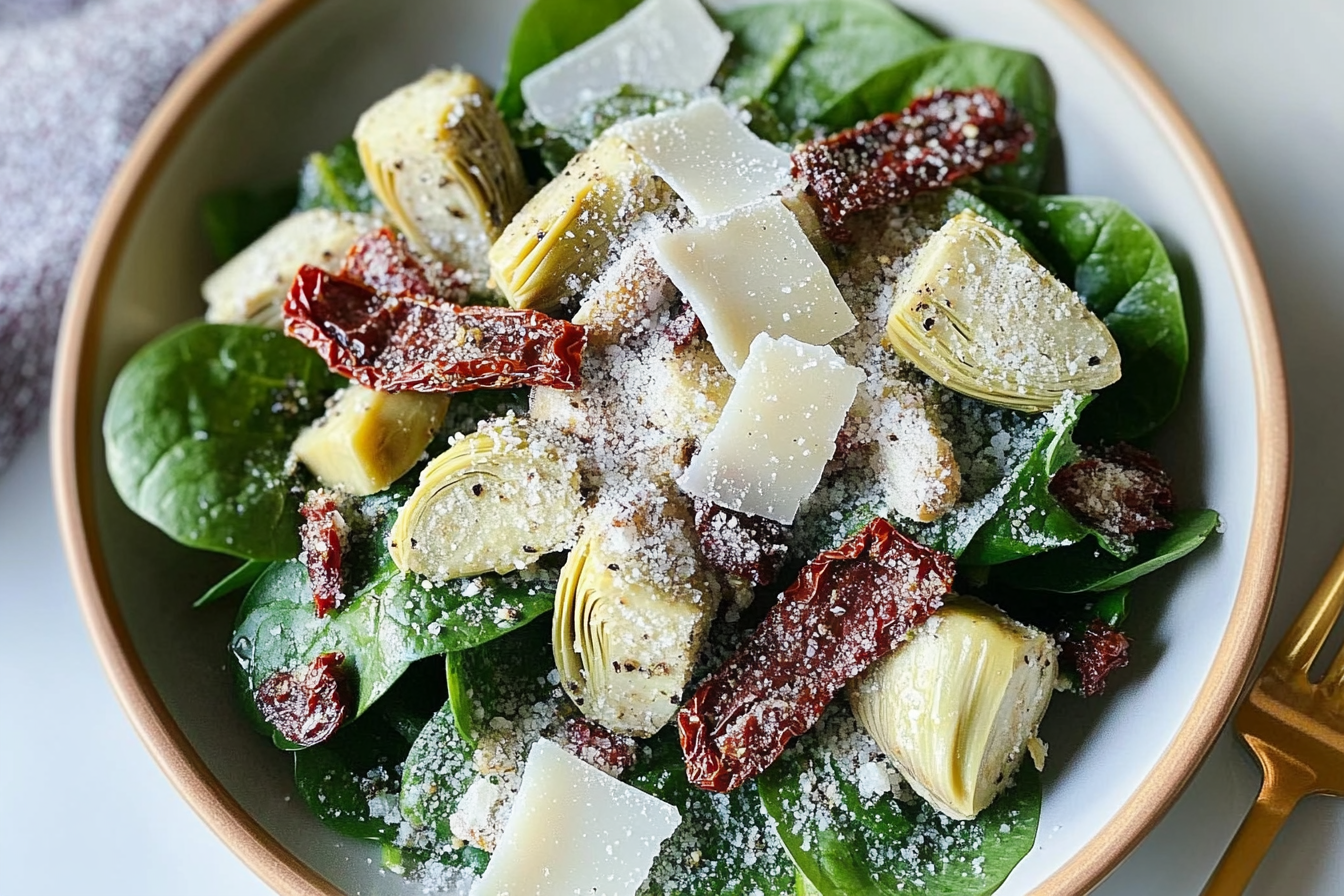 Salada de espinafre com alcachofras