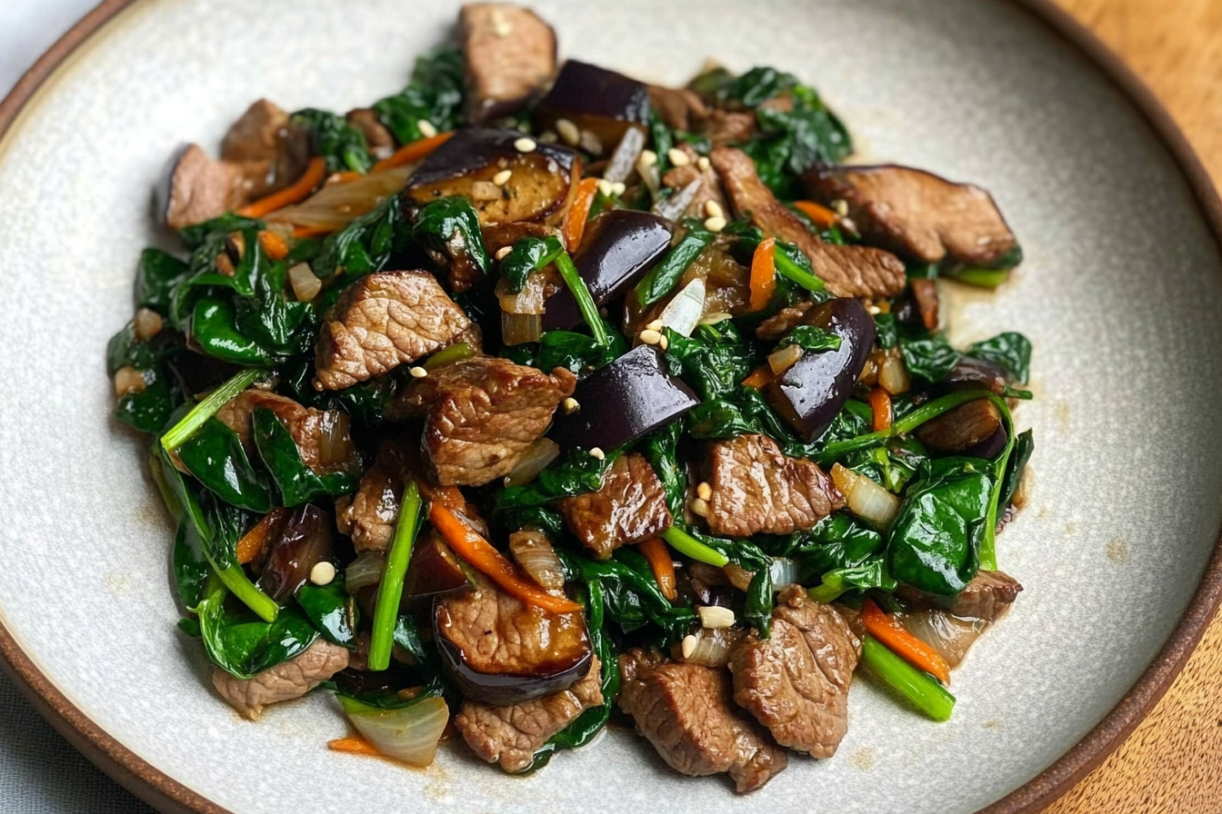 Salteado de Ternera com Espinafre