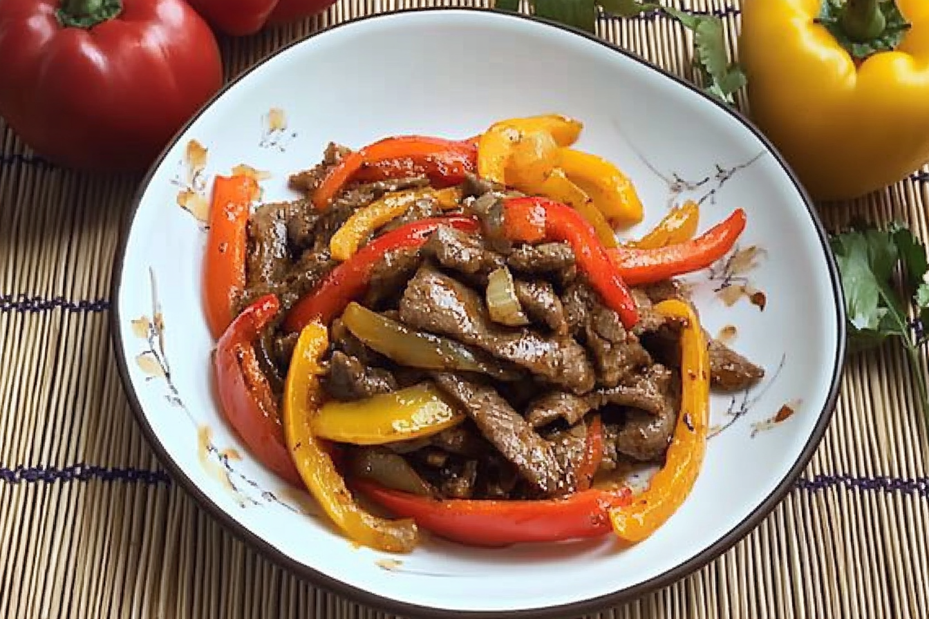 Salteado de carne com pimentos