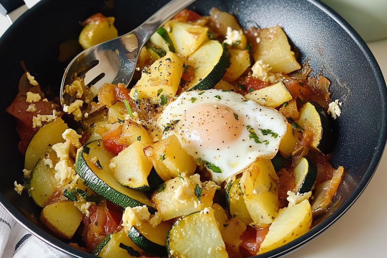 Sartén de huevos con calabacín