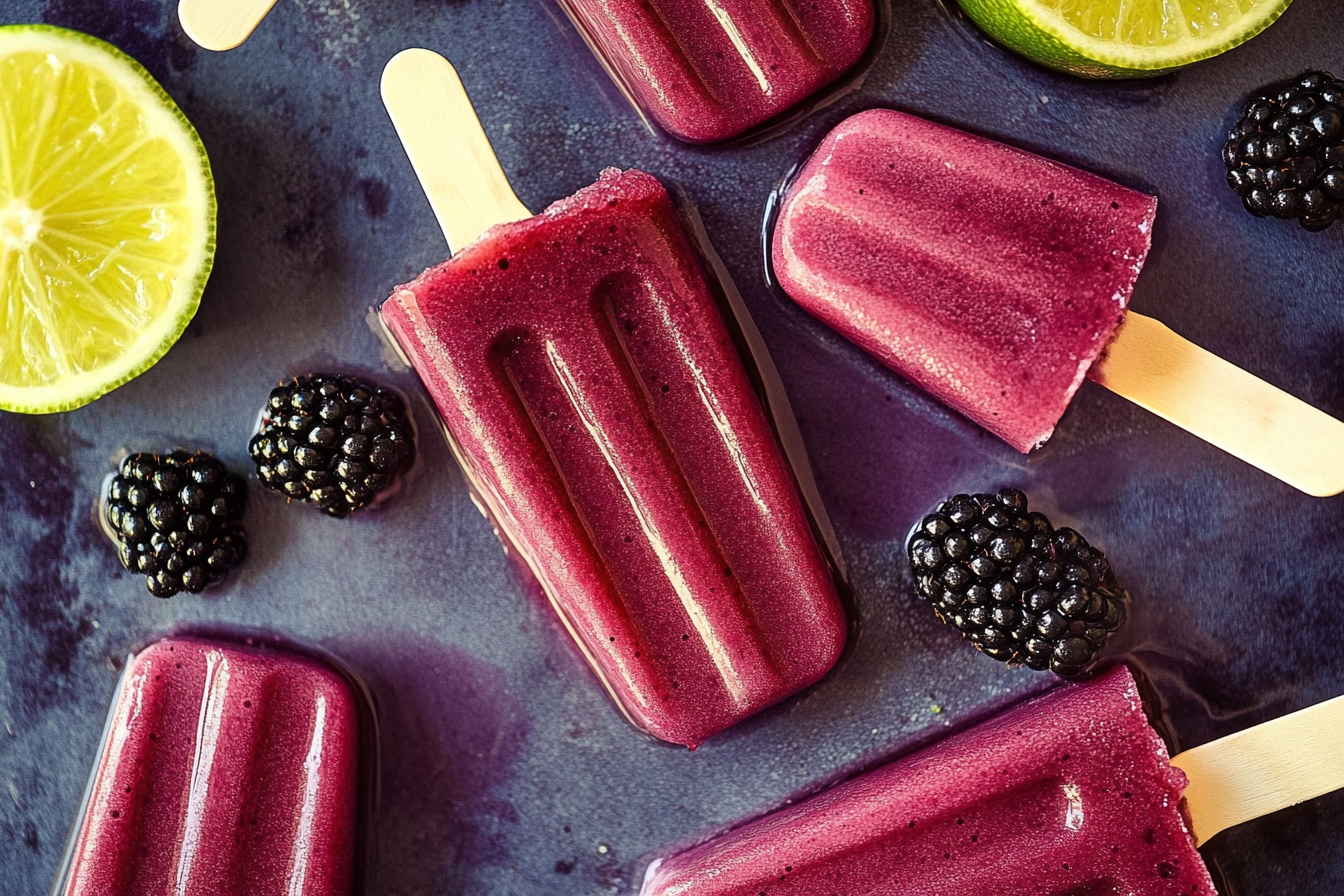 Sorvete de amora, lima e manga