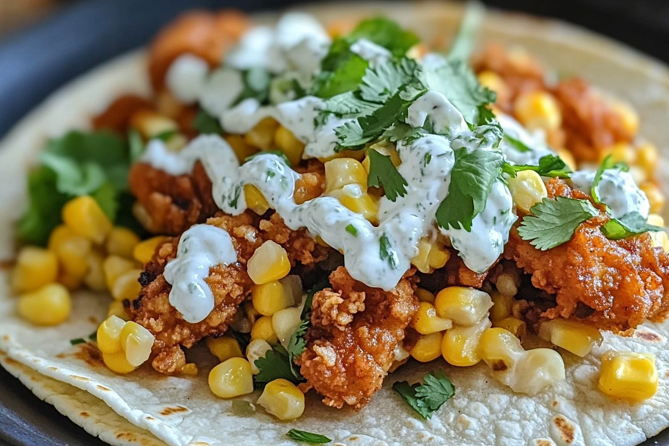 Taco de Frango Frito com Milho