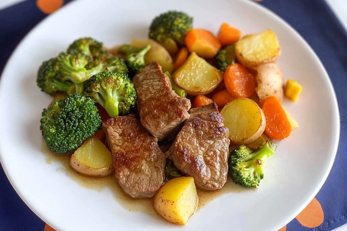 Ternera con brócoli y verduras