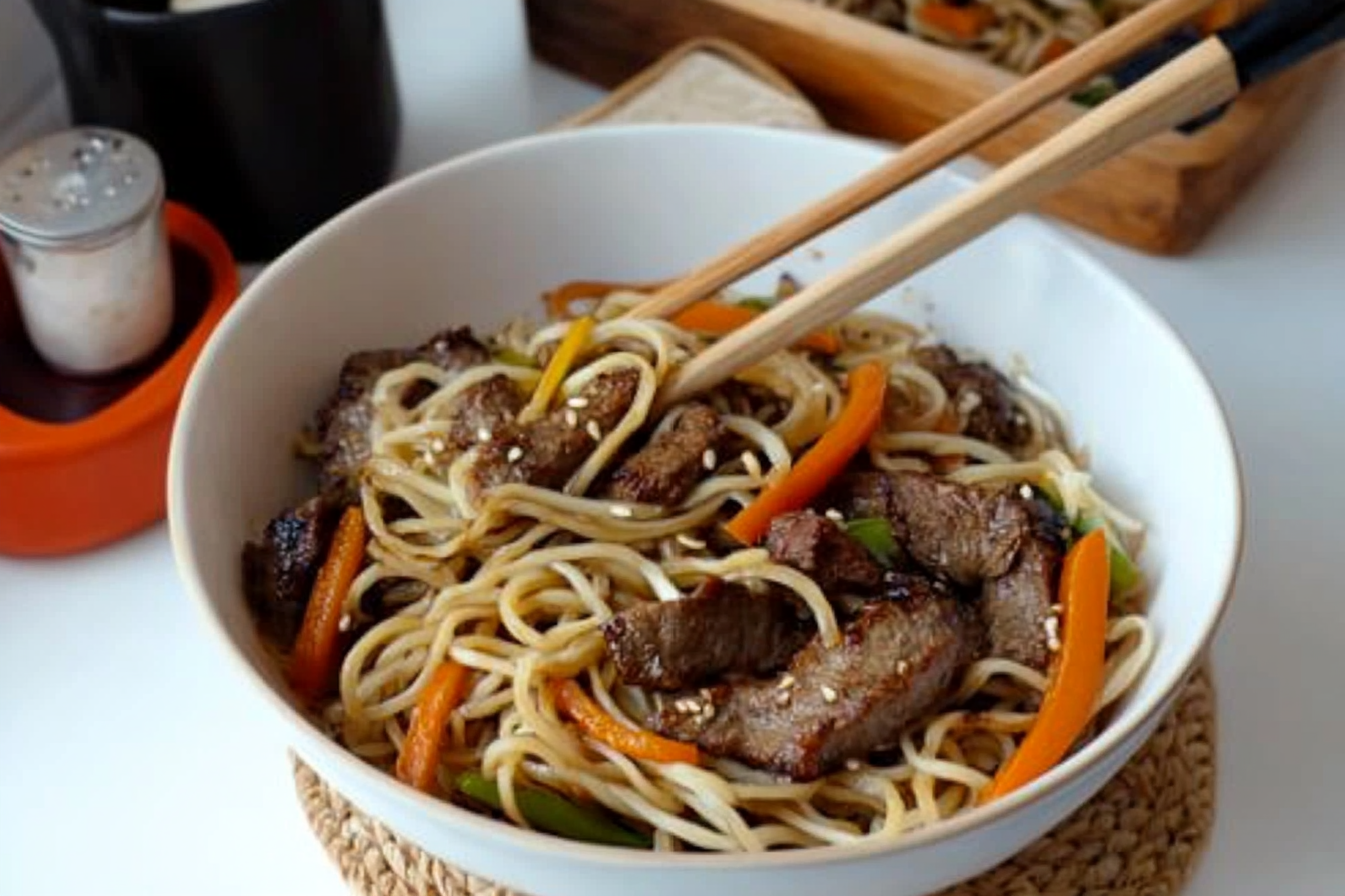 Tigela de Noodles com Carne