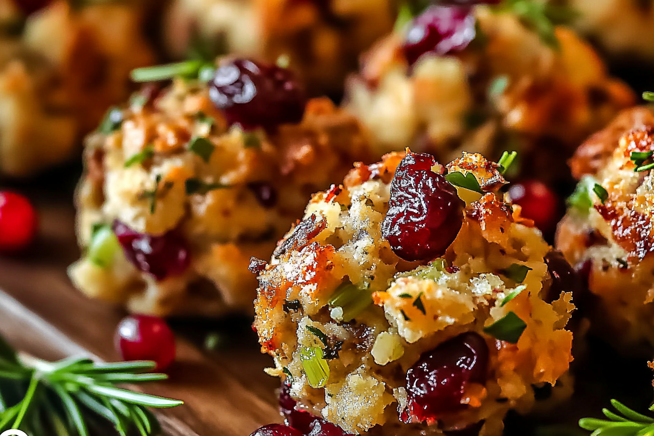 Bolas de recheio de peru com cranberry