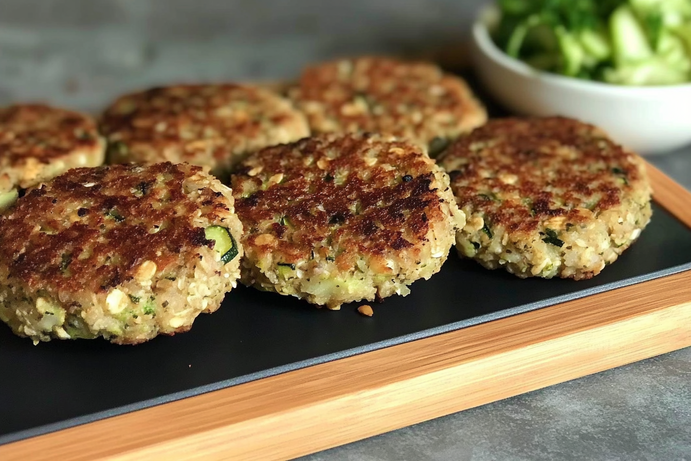 Hamburguesas de aveia, abobrinha e cebola