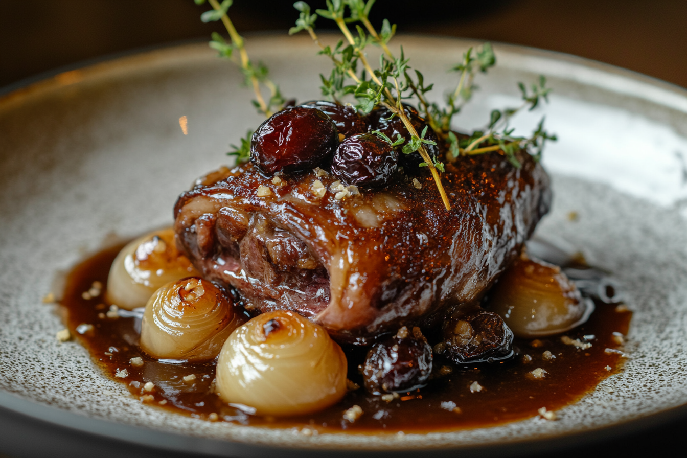 Jarret de cordeiro com ameixas