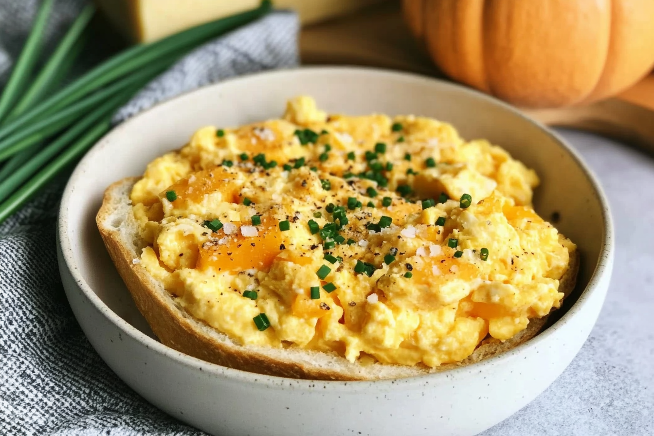 Ovos mexidos cremosos com abóbora