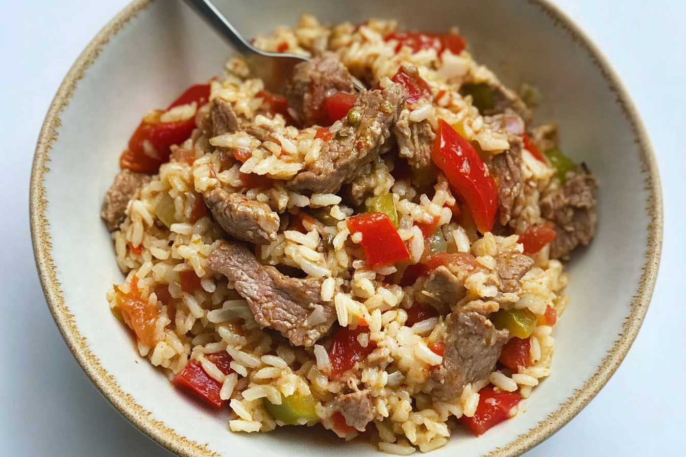 Arroz com Carne e Pimentões