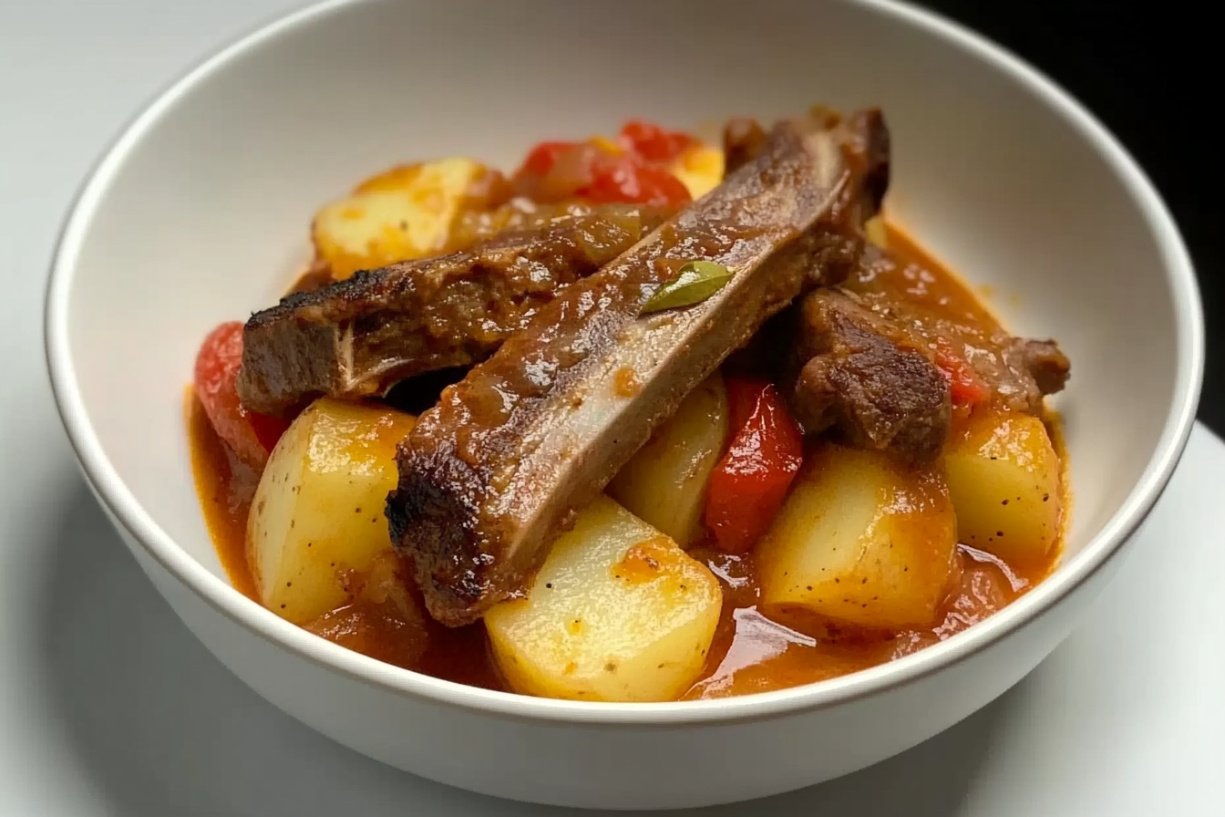 Batatas guisadas com costela