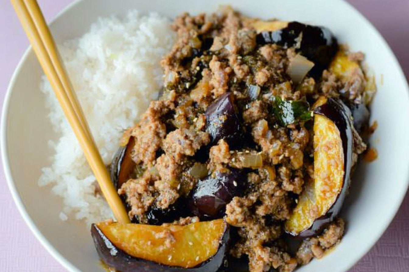 Berenjenas con Carne Asiáticas