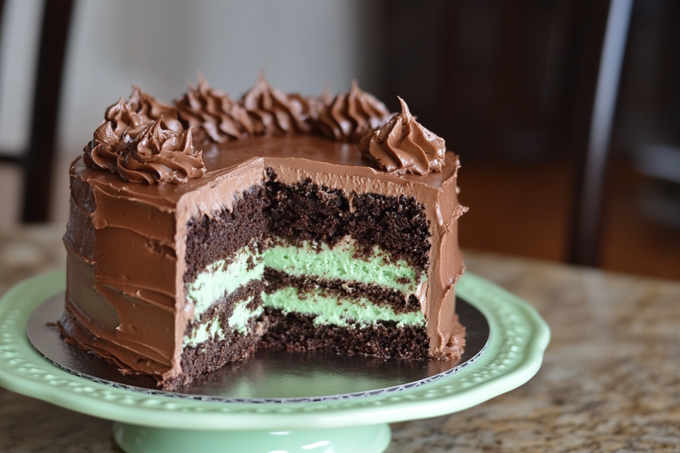 Bolo de Cheesecake de Menta e Chocolate