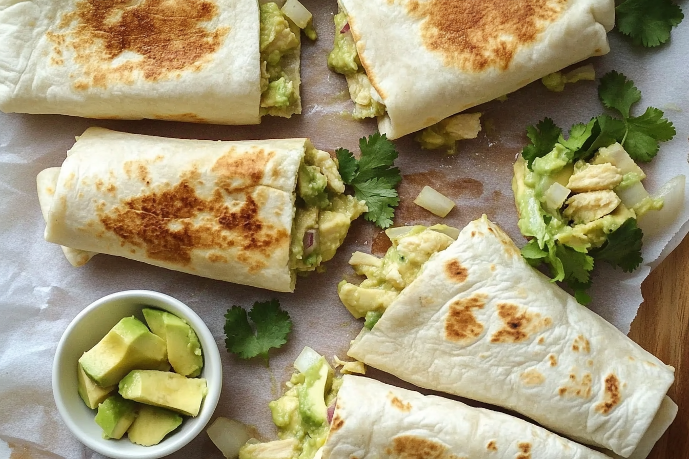 Burritos de pollo e abacate