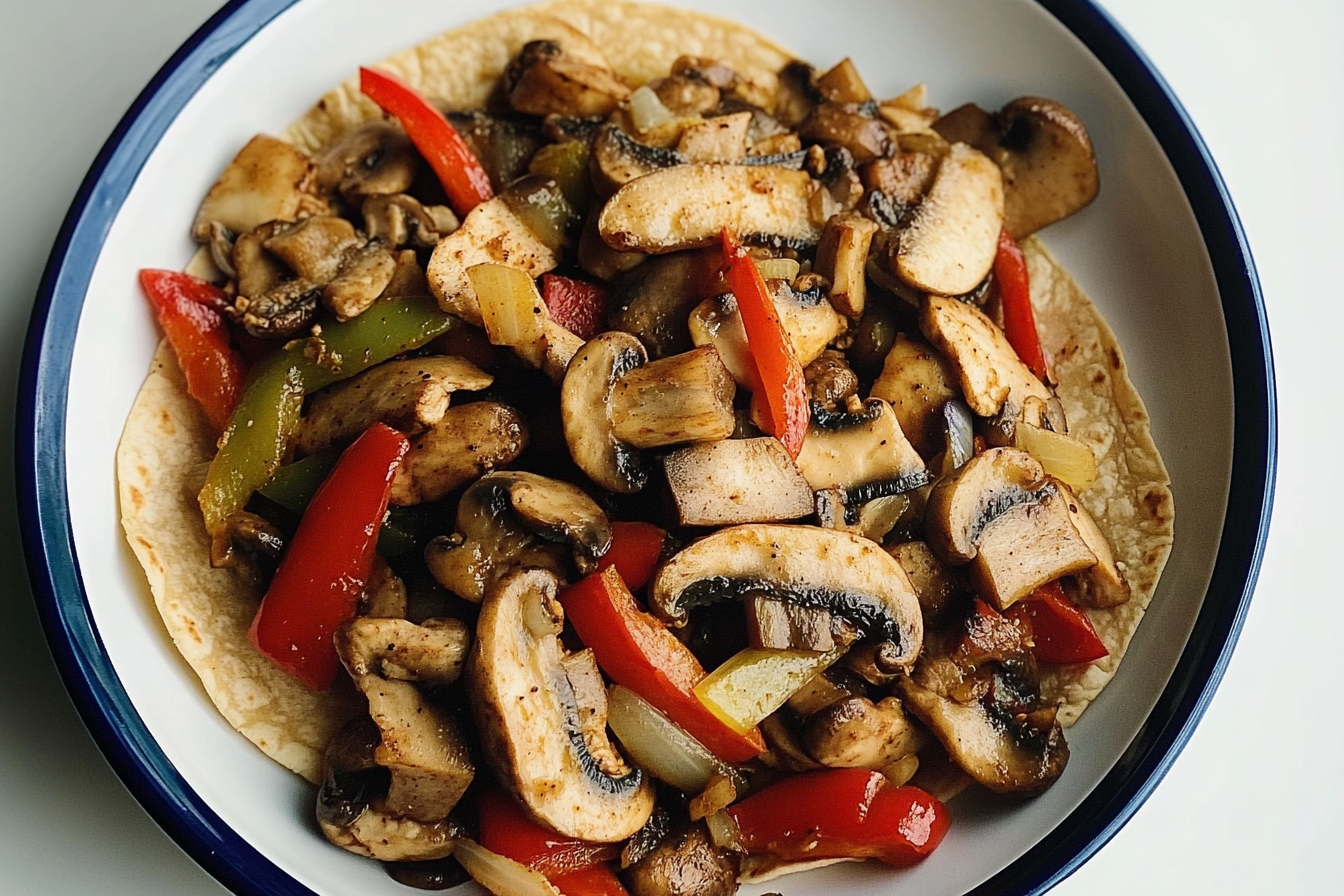 Fajitas de pollo com cogumelos