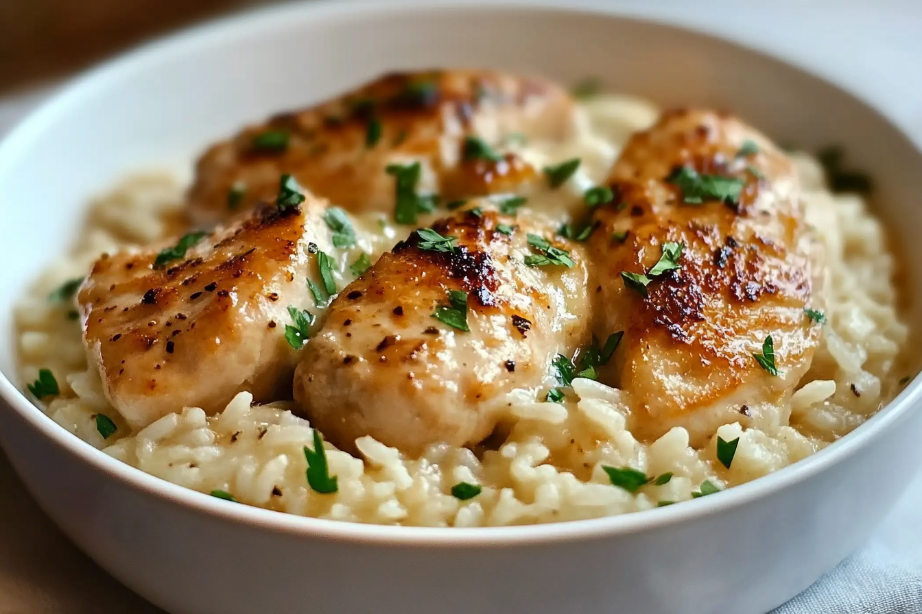 Frango Cremoso com Arroz parmesão