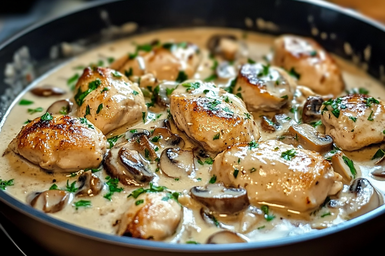 Frango fácil com molho de cogumos