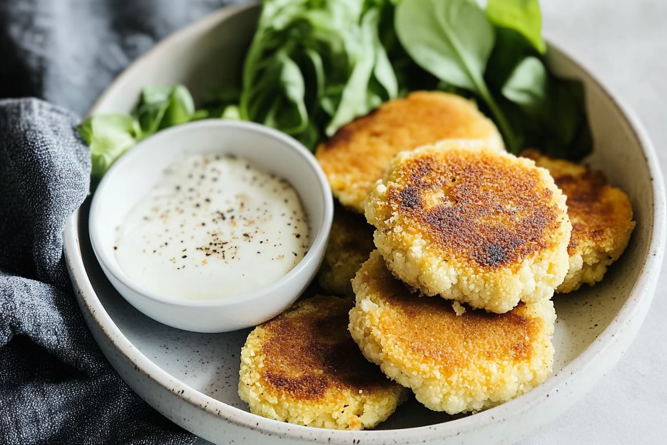 Hamburguesas de coliflor e queijo
