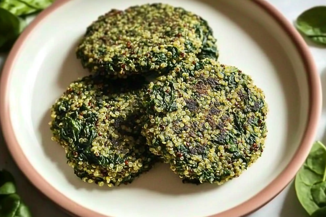Hamburguesas de espinacas e quinoa