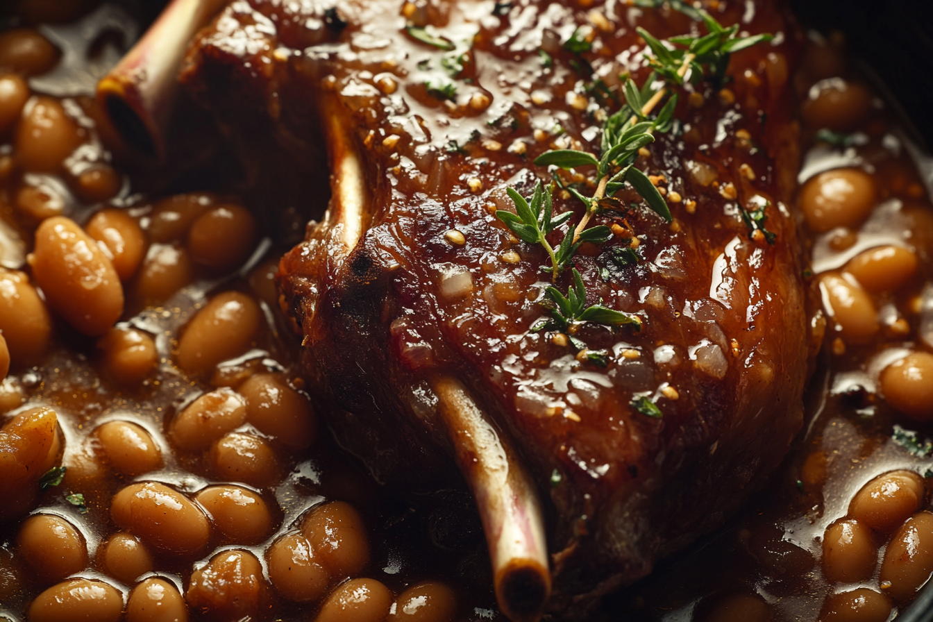 Jarret de cordeiro com feijão