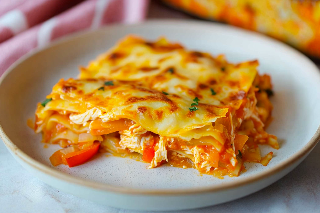 Lasanha de frango com pimentos