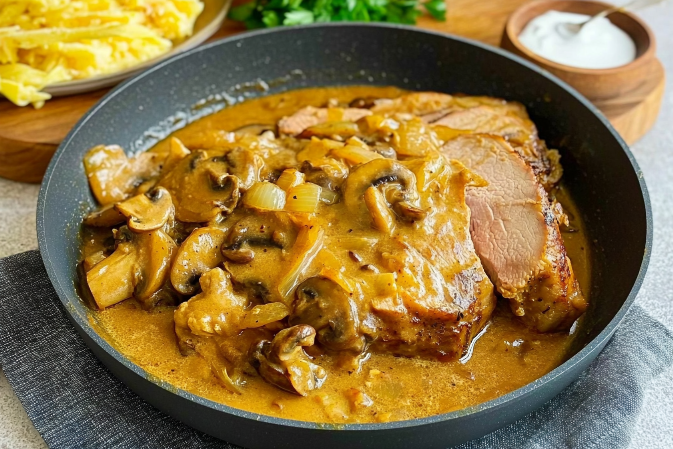 Lombo de Porco com Molho de Cogumelos