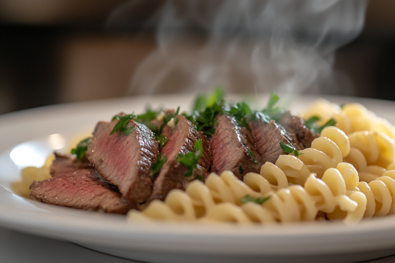 Massa com Carne e Alho