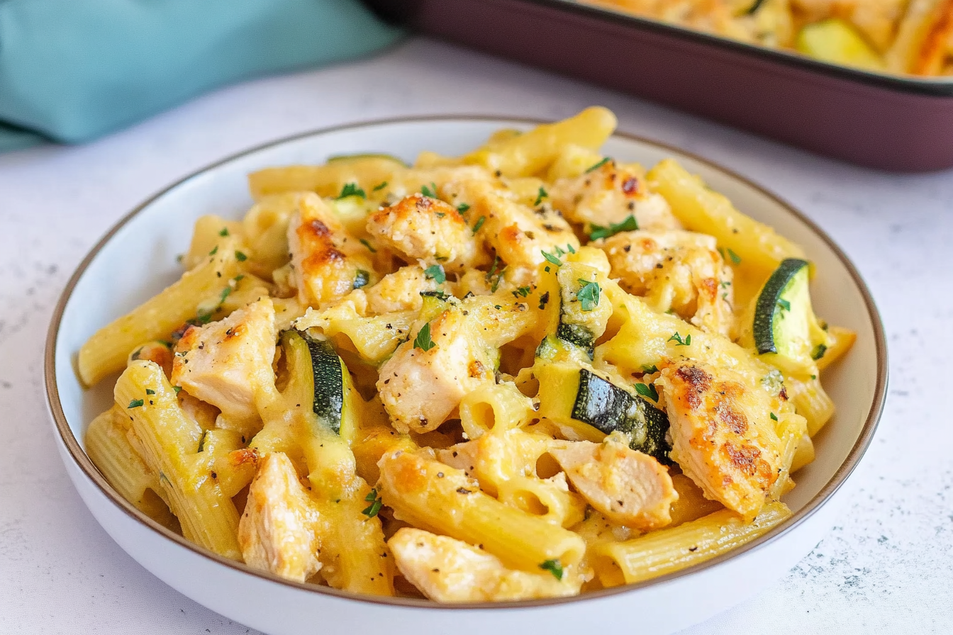 Pasta com Frango e Abobrinha